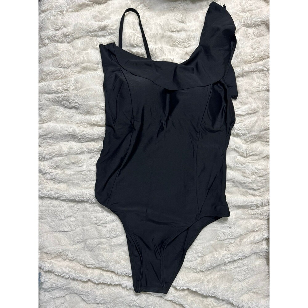 Black One Piece Ruffle Swimsuit